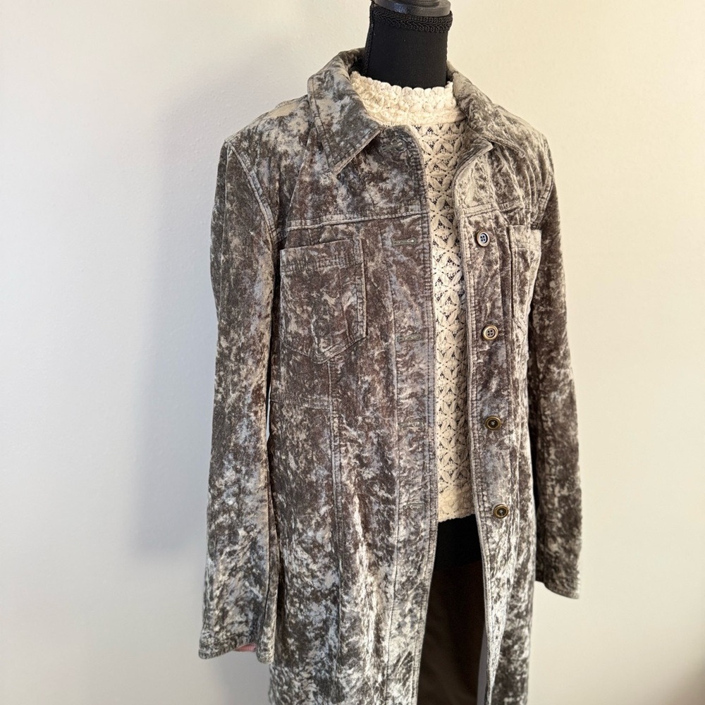 Anthropologie Olive Green Mineral Wash Long Jacket Coat Size 10 - Picture 2 of 16
